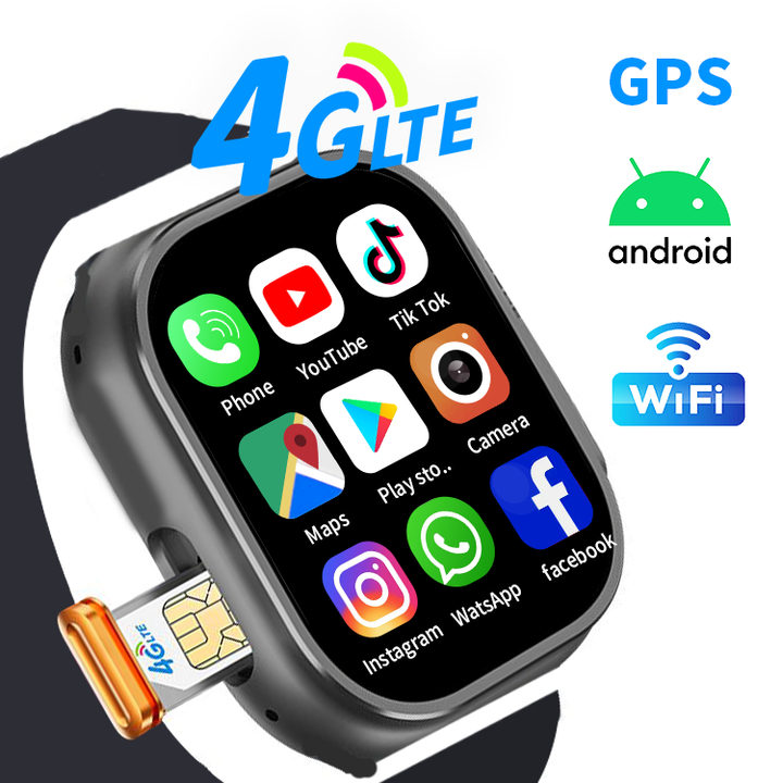 S10 Ultra Rotating Camera 4G Android Amoled Smart Watch Amoled 2.2 inch Display 4GB RAM  64GB ROM, 4G/5G Sim Slot, Camera, Play Store Apps