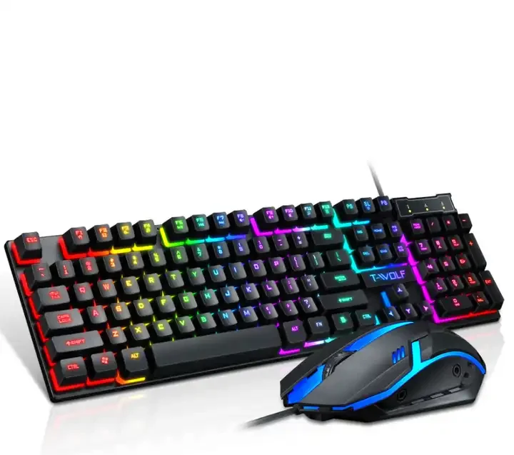 TF200 TWOLF gaming wired keyboard and mouse combo computer mechanical feel backlight for PC desktop LED rainbow light