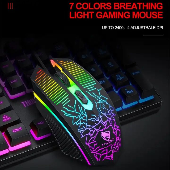 TF200 TWOLF gaming wired keyboard and mouse combo computer mechanical feel backlight for PC desktop LED rainbow light
