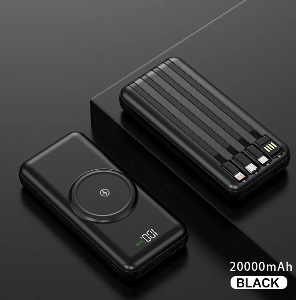 Amazon Hot-Selling Wireless Powerbank Fast Charging 4 in 1 Battery Pack with Data Cable