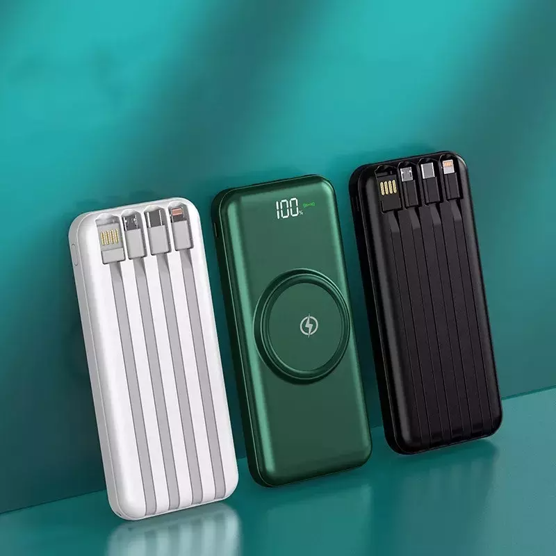 Amazon Hot-Selling Wireless Powerbank Fast Charging 4 in 1 Battery Pack with Data Cable