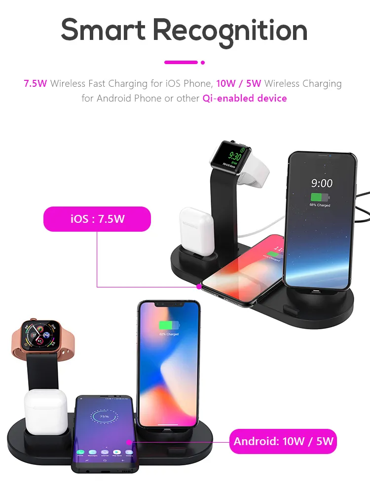Smart Wireless Charger 3 in 1 Multi-Function Stand Fast Charging Dock Mobile Holder Phone Charging Station