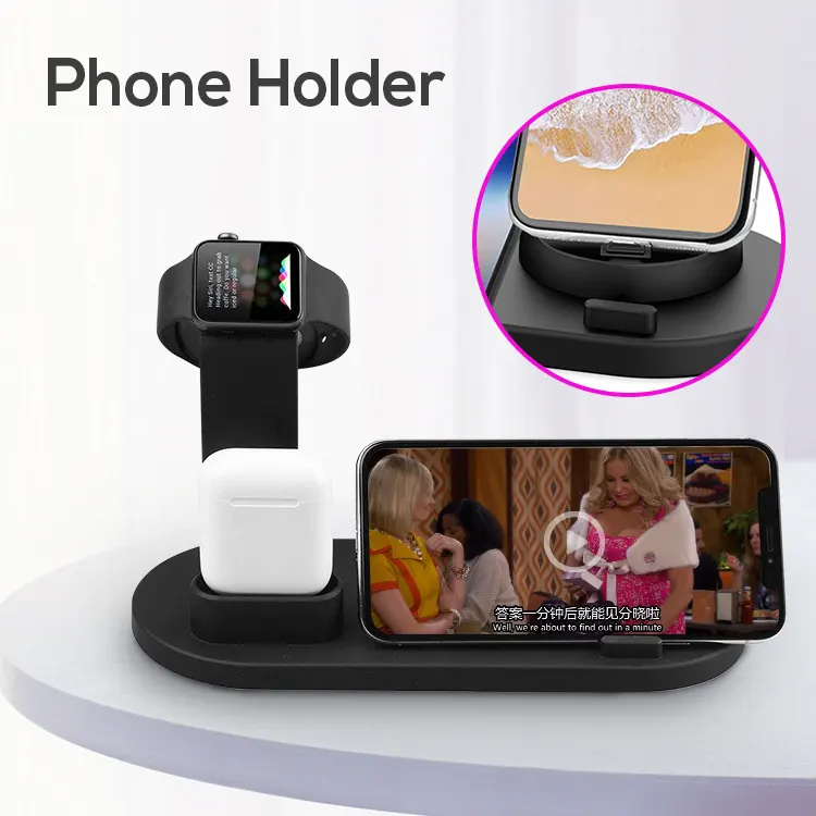 Smart Wireless Charger 3 in 1 Multi-Function Stand Fast Charging Dock Mobile Holder Phone Charging Station