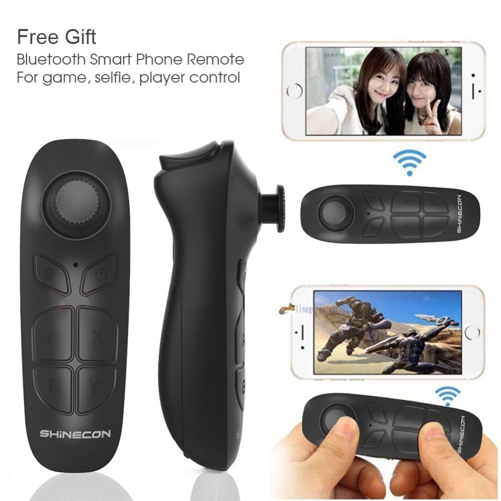 VRshinecon with Remote controller & Headset 3D Virtual Reality Glasses for Movie Video Games VR for iPhone Android