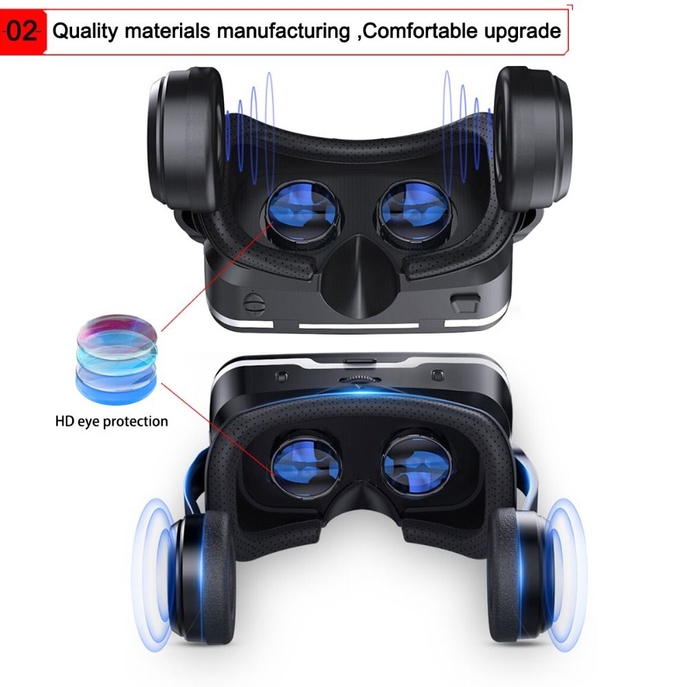 VR shinecon Headset 3D Virtual Reality Glasses for Movie Video Games VR for iPhone Android