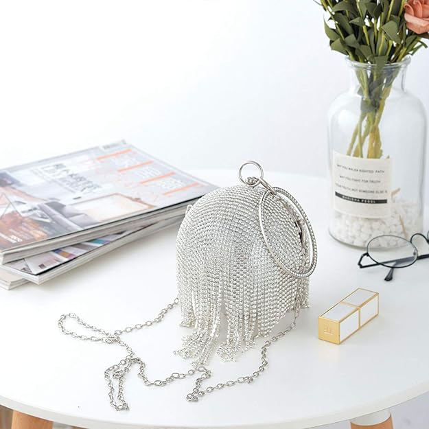 Designer Women Diamond Round Ball Evening Clutch Purse Luxury  Party Bag