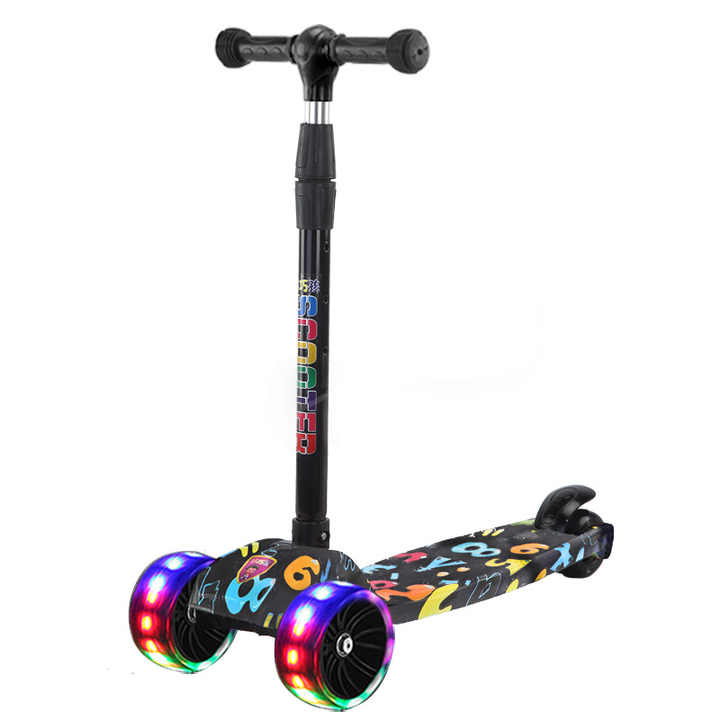 Latest 601-Grafitti Mini Kids Scooter Foldable Skateboard With Adjustable Height &LED Lights