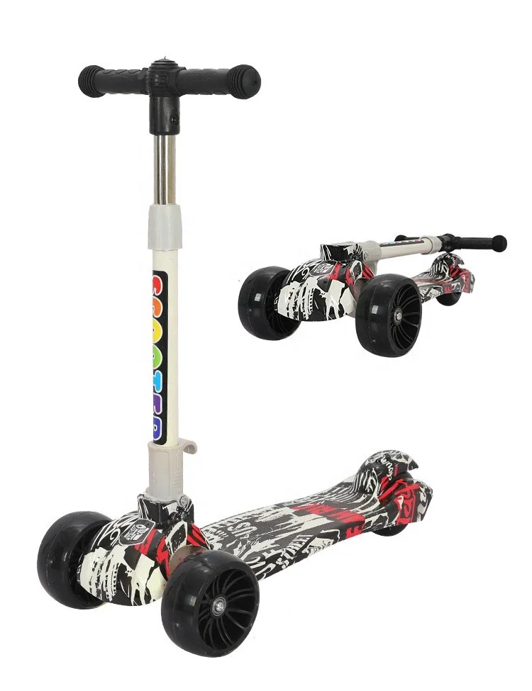 Latest 601-Grafitti Mini Kids Scooter Foldable Skateboard With Adjustable Height &LED Lights