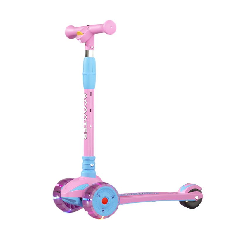 2025 High End X198 Big Wheels Kick Scooter LED Lights Shine Down Adjustable Children Balancing Ride on Toy with Music.