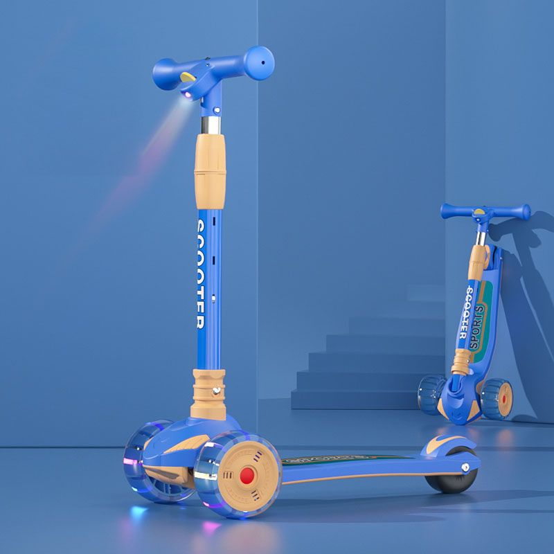 2025 High End X198 Big Wheels Kick Scooter LED Lights Shine Down Adjustable Children Balancing Ride on Toy with Music.