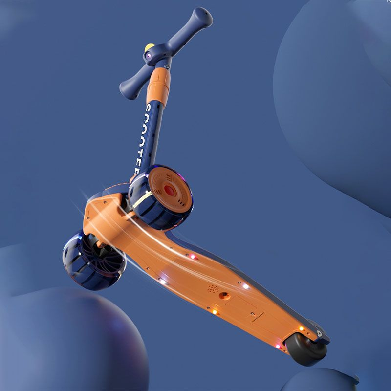 2025 High End X198 Big Wheels Kick Scooter LED Lights Shine Down Adjustable Children Balancing Ride on Toy with Music.