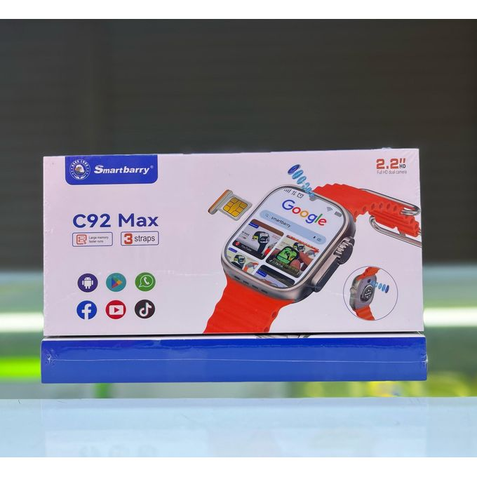 C92 Ultra Rotating Camera 4G Android Amoled Smart Watch Amoled 2.2 inch Display 4GB RAM  64GB ROM, 4G/5G Sim Slot, Camera, Play Store Apps