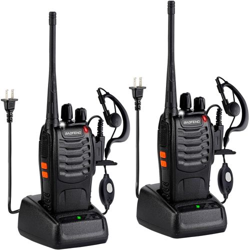 BAOFENG Walkie Talkies 888S Rechargeable Long Range with Earpieces for Adults, 16 Channel Professional Radio Handheld Two Way Radios (Pack of 2)