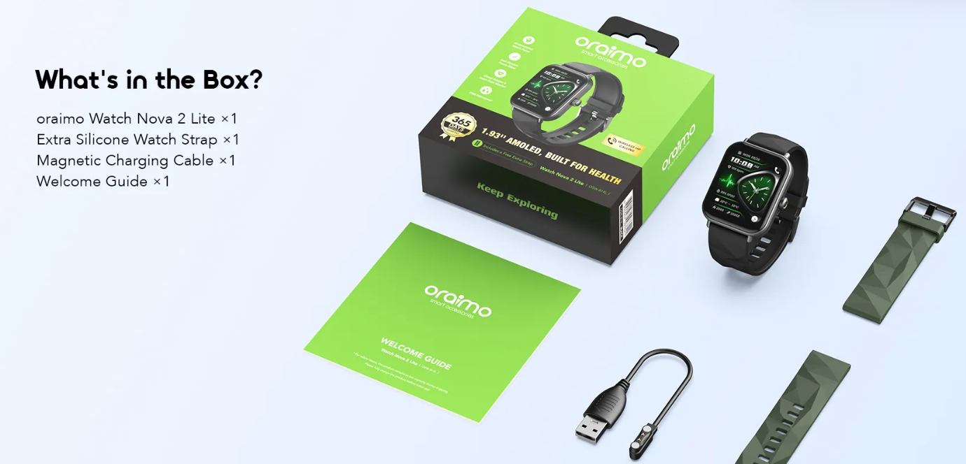 Oraimo Watch Nova 2 Lite (OSW-814L) Smartwatch – 1.83" HD Display, BT Calling, Health & Fitness Tracking, Long Battery Life – Black