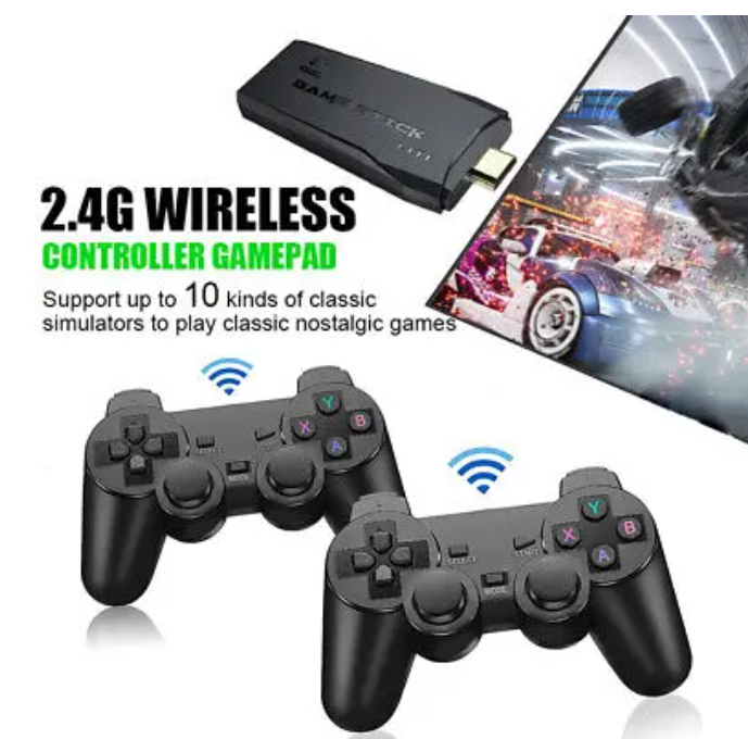 2.4G Wireless Controller Gamepad – Retro Game Stick Lite, Plug & Play, Built-in Classic Games, HDMI TV Stick Console with Dual Gamepads