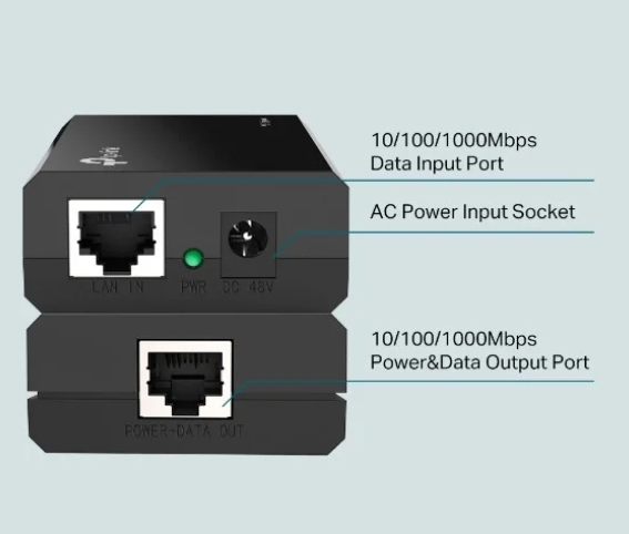 TP-Link TL-POE150S Gigabit PoE Injector – IEEE 802.3af Compliant, Up to 100m, 15.4W Power Supply for IP Cameras, Access Points, VoIP Phones