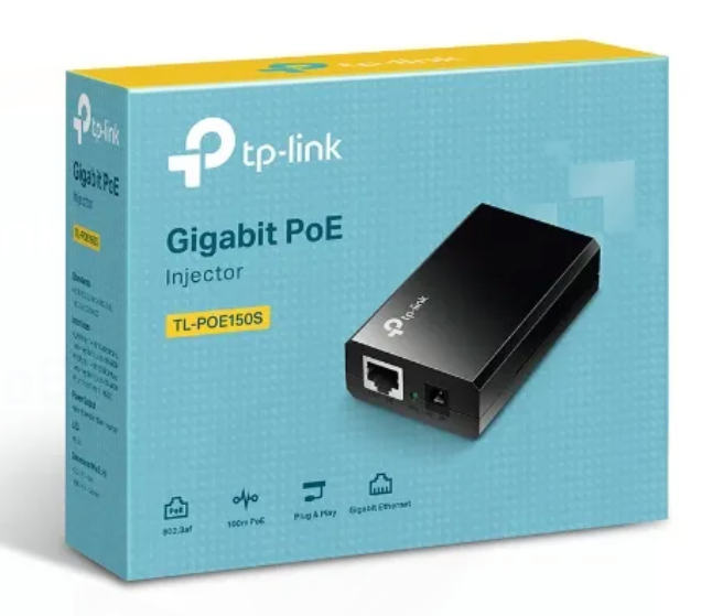 TP-Link TL-POE150S Gigabit PoE Injector – IEEE 802.3af Compliant, Up to 100m, 15.4W Power Supply for IP Cameras, Access Points, VoIP Phones