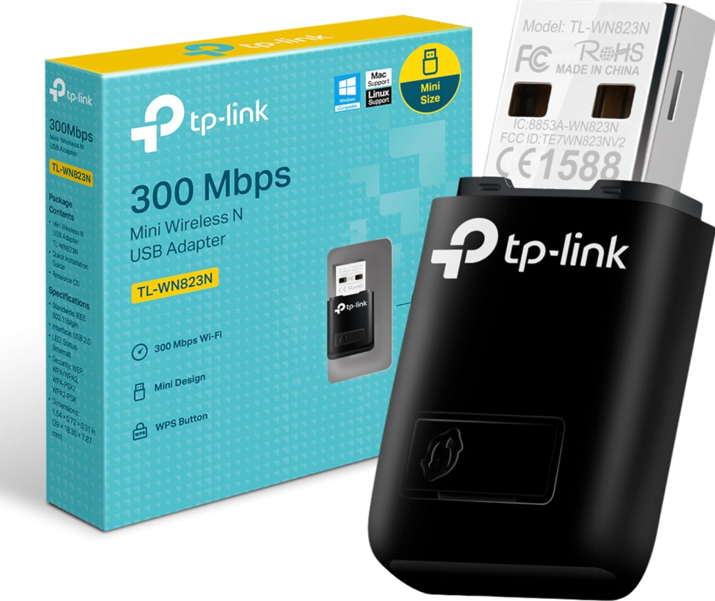 TP-Link TL-WN823N 300Mbps Mini Wireless N USB Wi-Fi Adapter – Compact Design, Easy Setup, Supports Windows, Mac & Linux