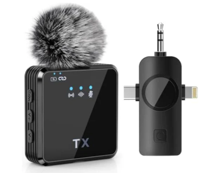 F11-2 Wireless Microphone System – Dual Lavalier Mics with Receiver, Noise Reduction, Plug & Play for Content Creators, Vloggers, Interviews & Live Streaming