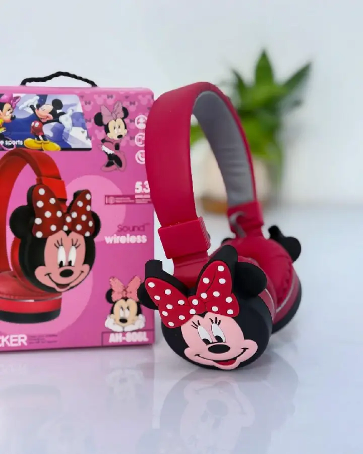 Mickey Mouse Bluetooth Wireless Kids Girl Headphone Birthday Gift- Disney - Birthday Gift - Kids Gift - Wireless Earbuds - Bluetooth Earphones - Headphones with Mic - Card Support - Kids Accessori.