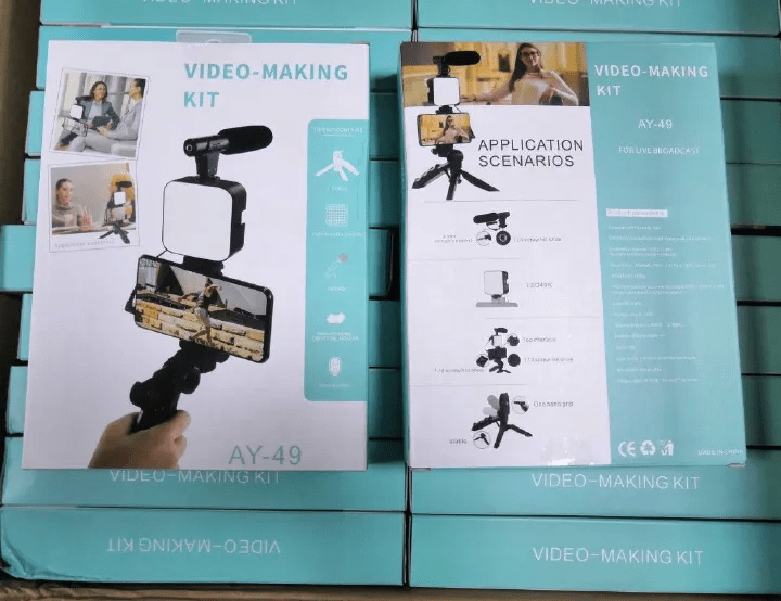 Camera Video Recording Vlogging Kit for Video Making, Mic, Mini Tripod Stand, LED Light & Phone Holder Clip for Making Videos Podcasting