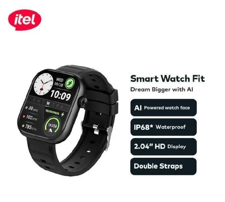 itel Smart Watch Fit O20 – 2.04" HD Display, IP68 Waterproof, AI-Powered Watch Faces, BT 5.3 Smartwatches