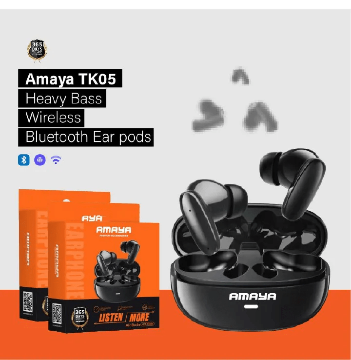 Amaya TK 05 Wireless sport Earbuds Earpods for outdoors ,sport , with intelligent noise canceling for crowded areas and noisy places ensuring focus with quality sound
