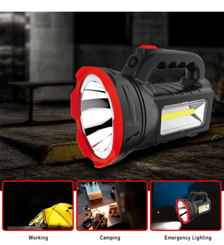 LED Rechargeable Torch Search Light with Solar Panel