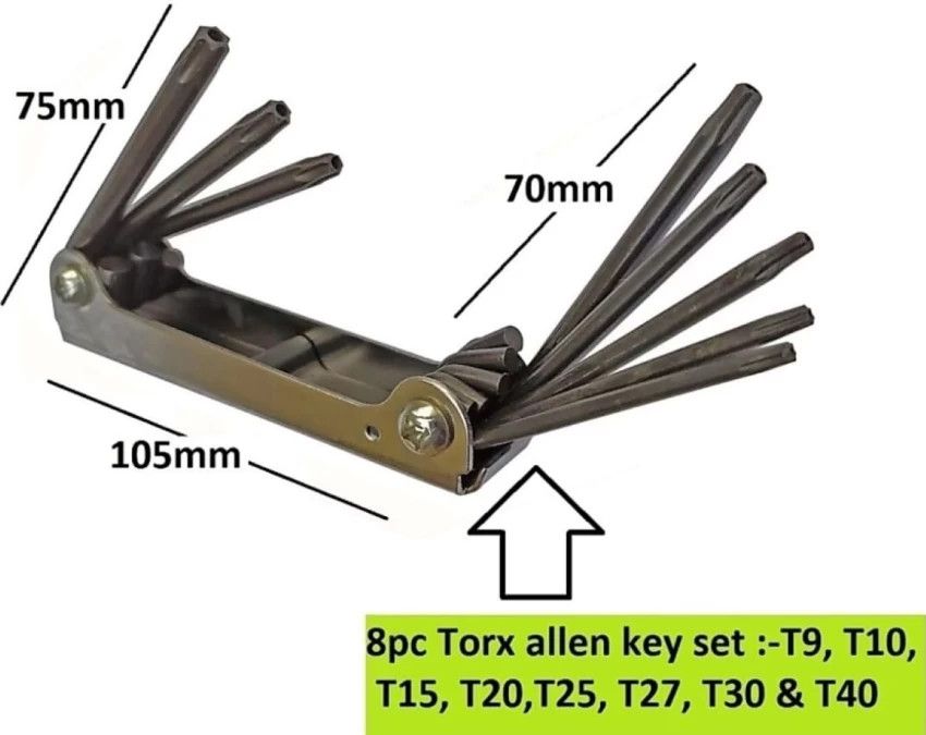 Folding Allen Torx Key Wrench Set 8Pcs