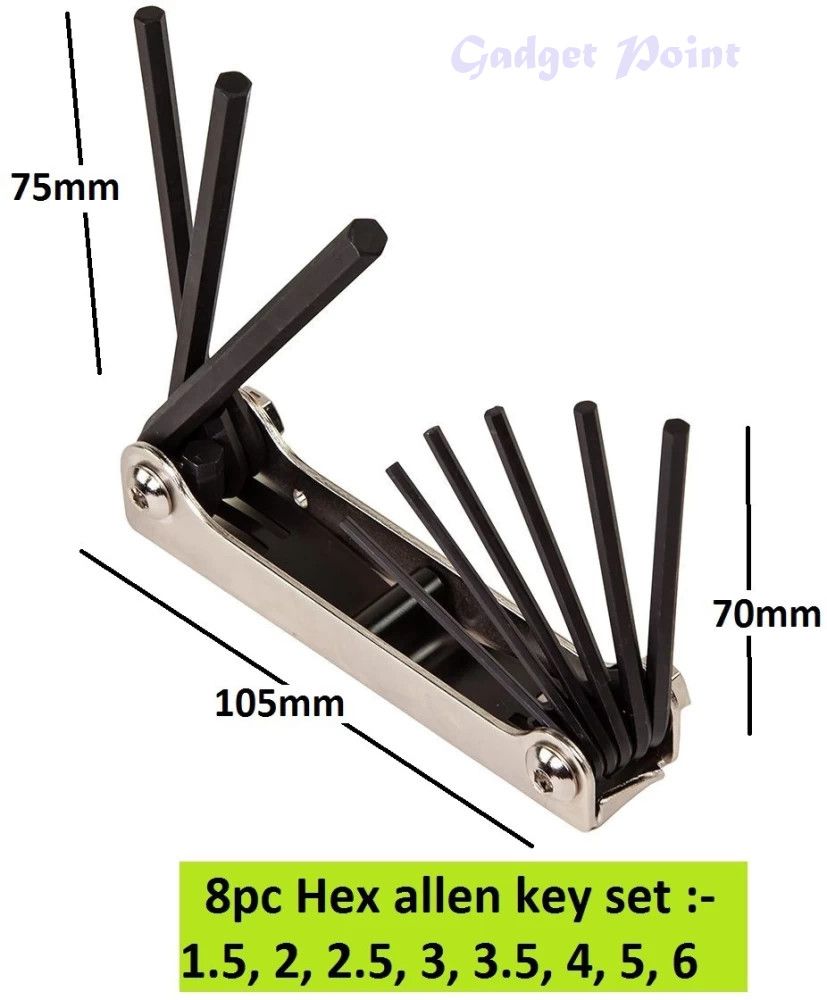 Folding Allen Hex Key Wrench Set 8Pcs