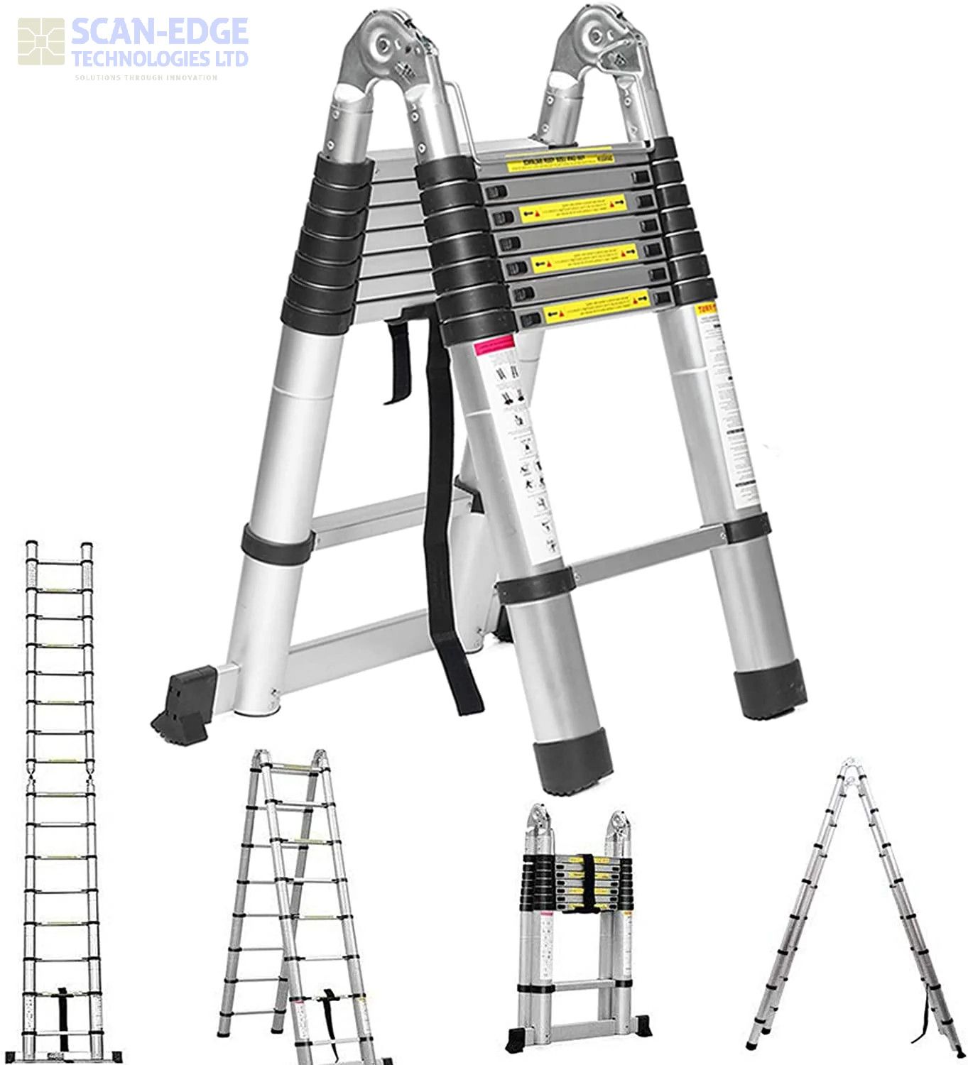 Double Telescopic Aluminium Ladder 3.8M Collapsible