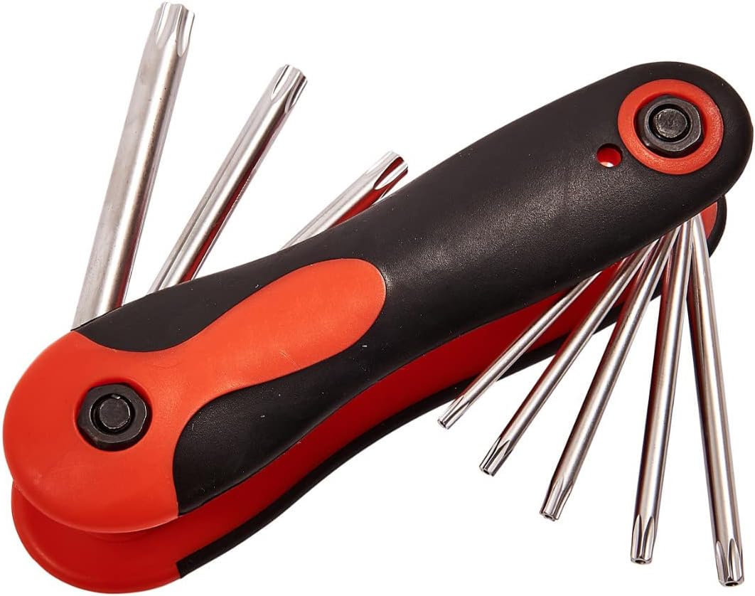 Compact Folding Torx Allen Key Set 8 Pcs T9 to T40, Industrial Wrench Set