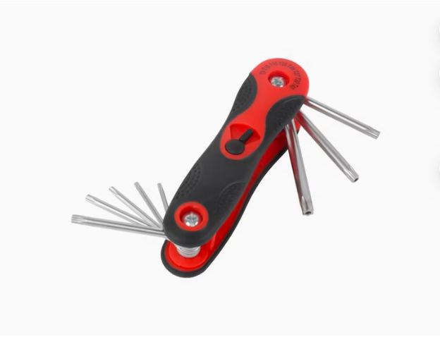 Compact Folding Torx Allen Key Set 8 Pcs T9 to T40, Industrial Wrench Set