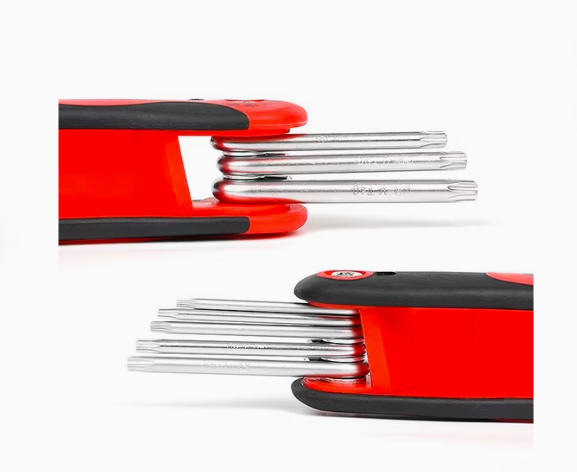 Compact Folding Torx Allen Key Set 8 Pcs T9 to T40, Industrial Wrench Set