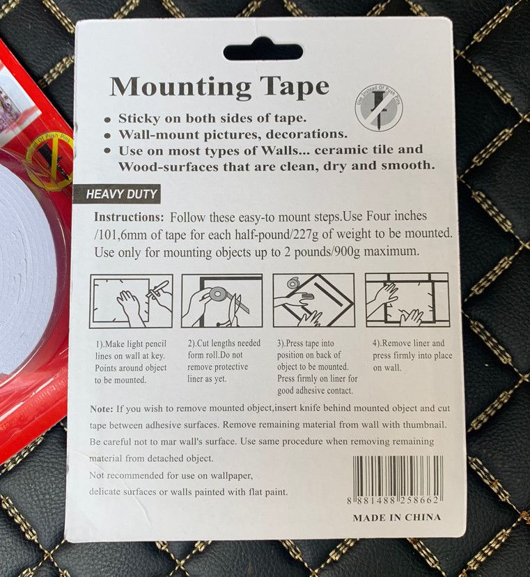 Mounting Tape Double Sided Foam Adhesive 900g, White 1.8M