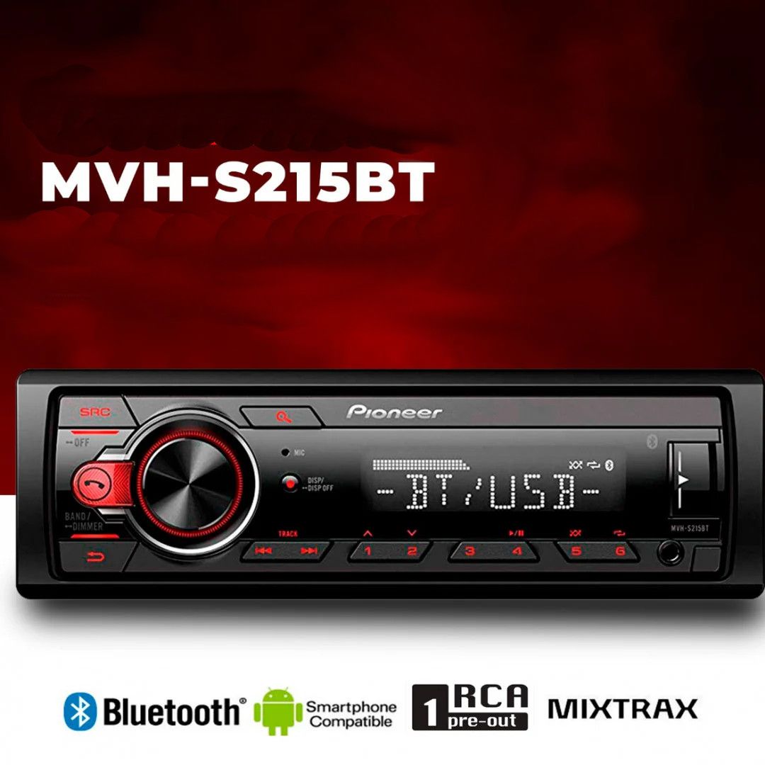 MVH-S215BT Single DIN Stereo Car Radio Receiver Bluetooth USB MP3 AM/FM Android Compatible