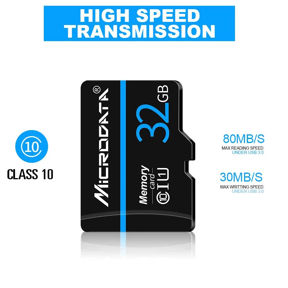 Microdata Memory Card Class 10 U3 Micro SD Card 16GB 32GB 64GB 128GB With A Free Adaptor