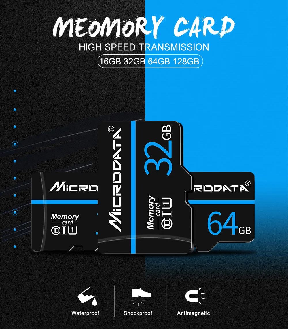 Microdata Memory Card Class 10 U3 Micro SD Card 16GB 32GB 64GB 128GB With A Free Adaptor