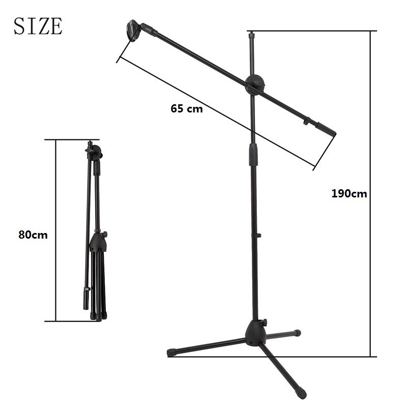 Height Adjustable Tripod Boom Microphone Stand