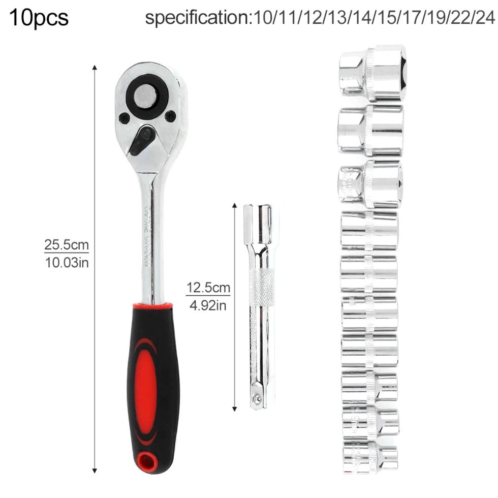 Ratchet Socket Spanner Set 11Pcs