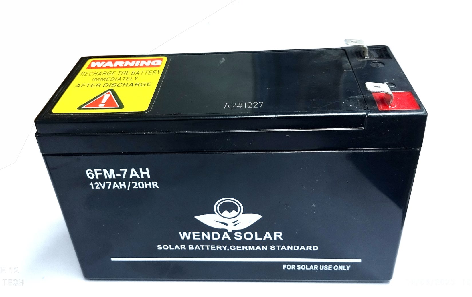 Wenda Solar 12V 7Ah Rechargeable Sealed Lead Acid Solar UPS Battery 20HR