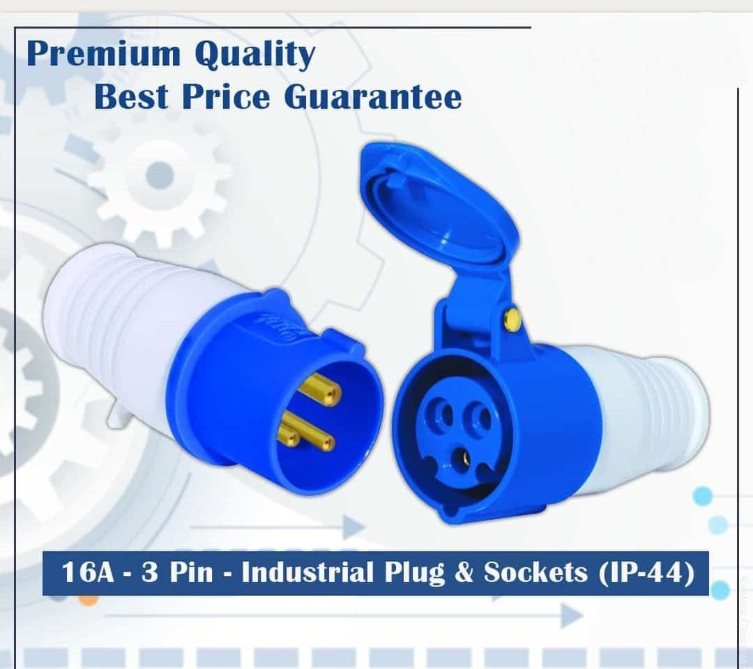 220-380V 16A 3 Pin Industrial Connector Male And Female Single Phase 2P+E Blue Color Wall Mounted Type