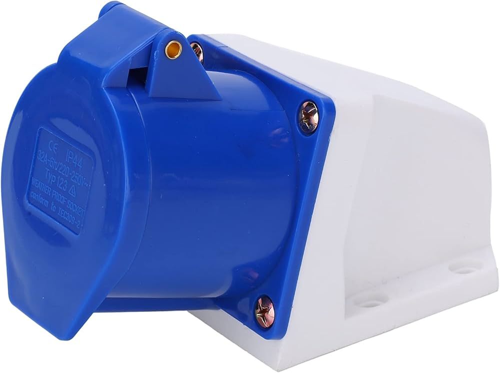 220-380V 16A 3 Pin Industrial Connector Male And Female Single Phase 2P+E Blue Color Wall Mounted Type