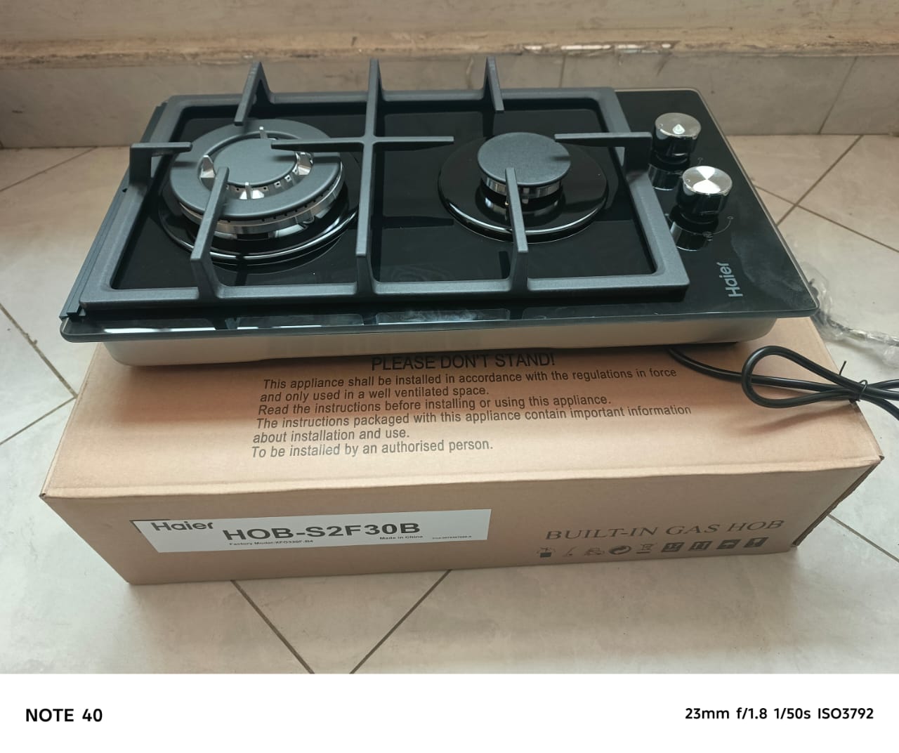 CLEARANCE OFFER Haier glass inbuilt 2 burner with wok burner hob cooker