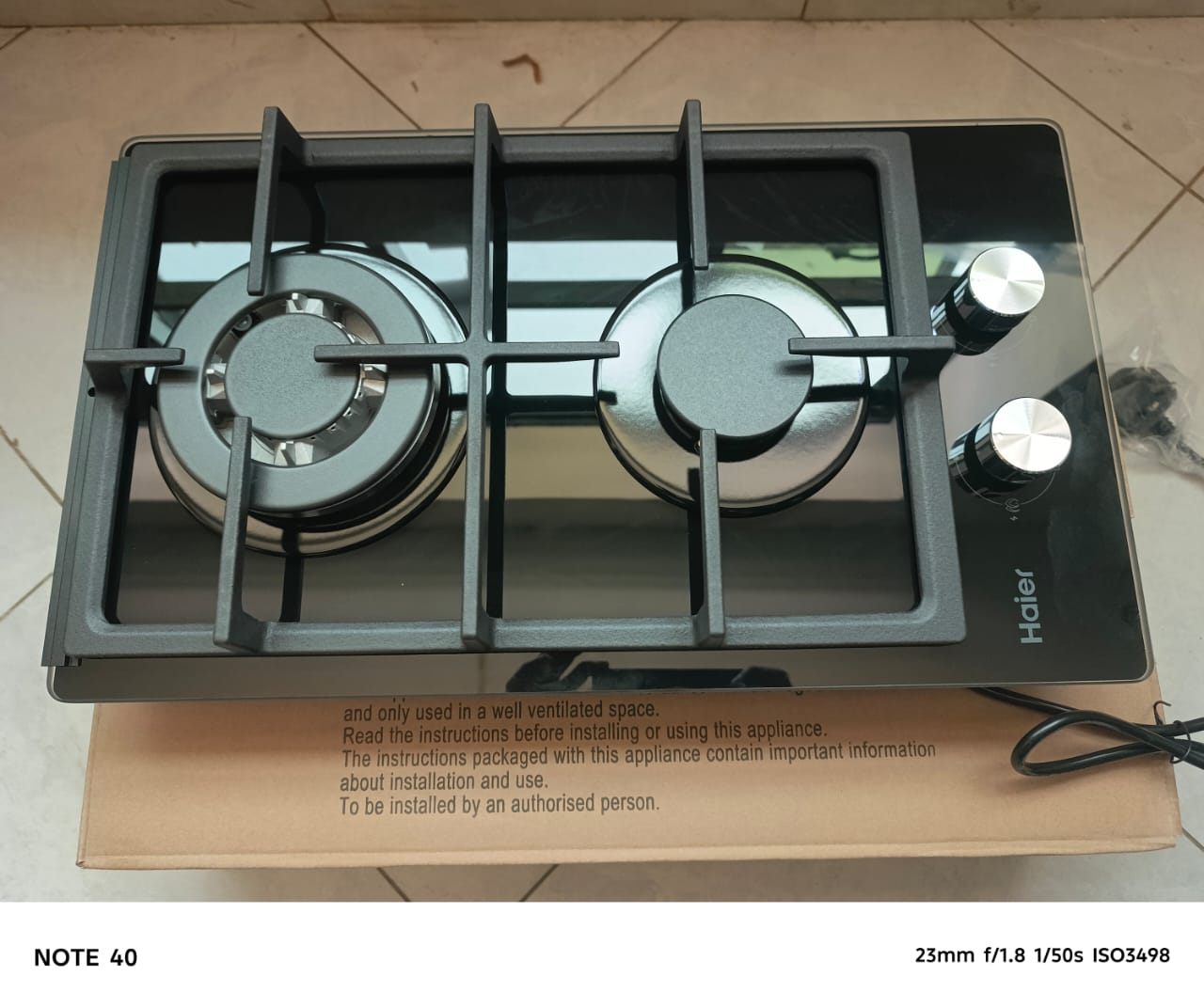 CLEARANCE OFFER Haier glass inbuilt 2 burner with wok burner hob cooker