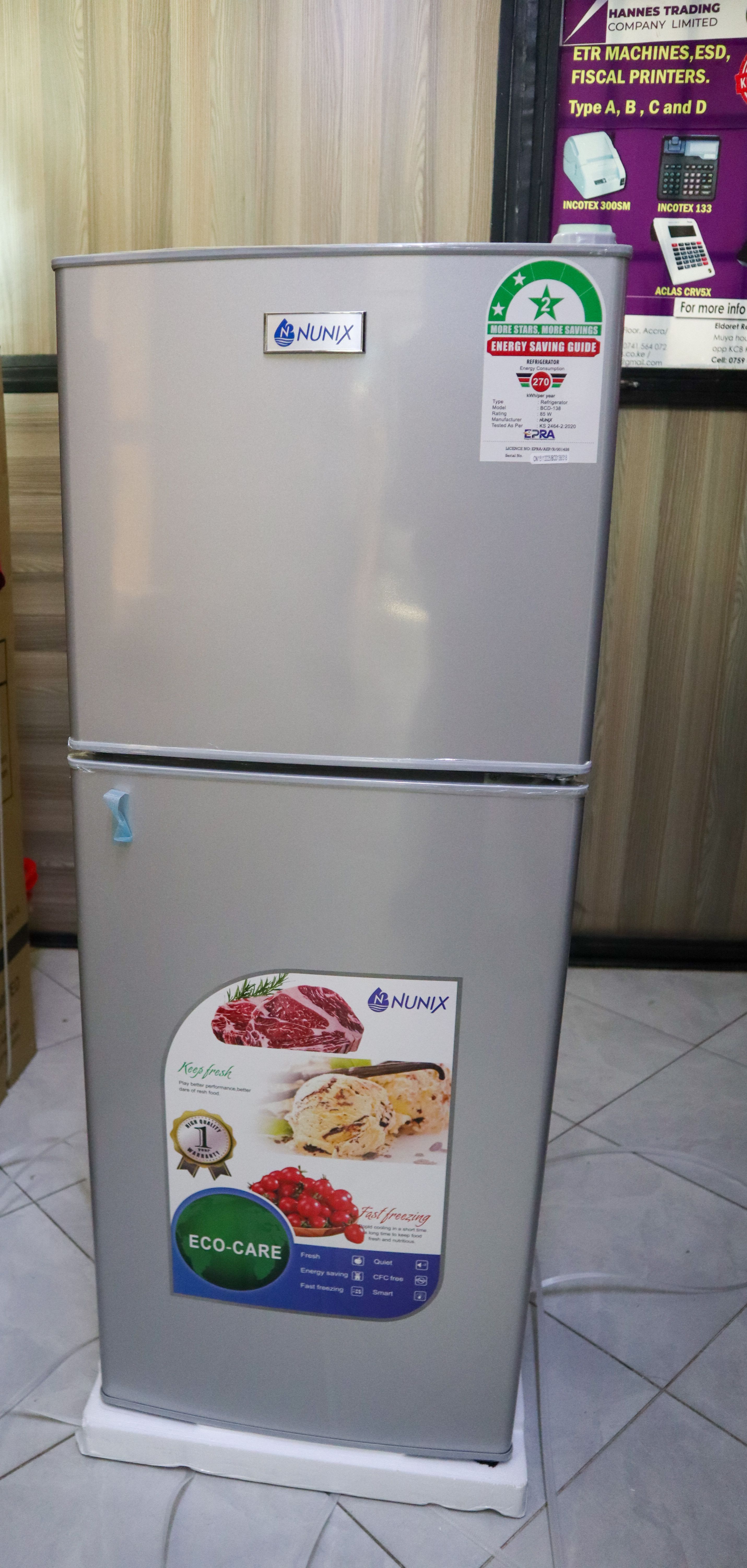 Nunix 138L BCD-138 fridge double door Direct Cool Refrigerator and freezer