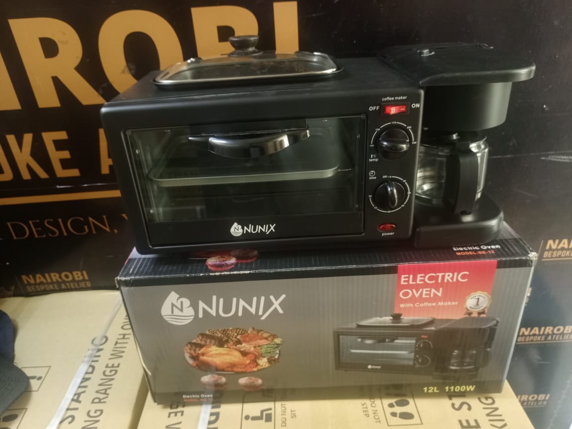 Nunix 3 In 1 Kitchen MultiFunction Breakfast Maker Machine with Grill, Tea-Coffee Maker/ Expresso and 12 Litres Oven