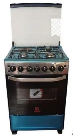 60 x 65 Eurochef Free-Standing 3-Gas-Burner + 1 Electric Cooker With Electric Oven - Stainless Steel worktop, Electric Grill, Rotisserie fork, Auto Ignition, Tempered Glass top lid.