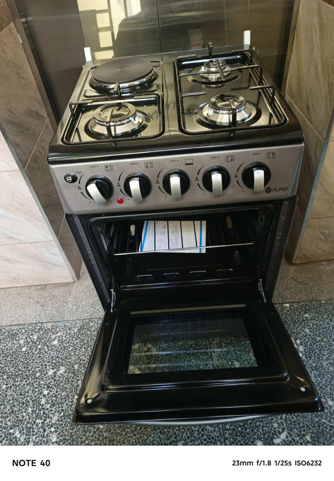 CLEARANCE OFFER New model 50*55 nunix 3 gas 1 electric hot plate  standing cooker with gas oven