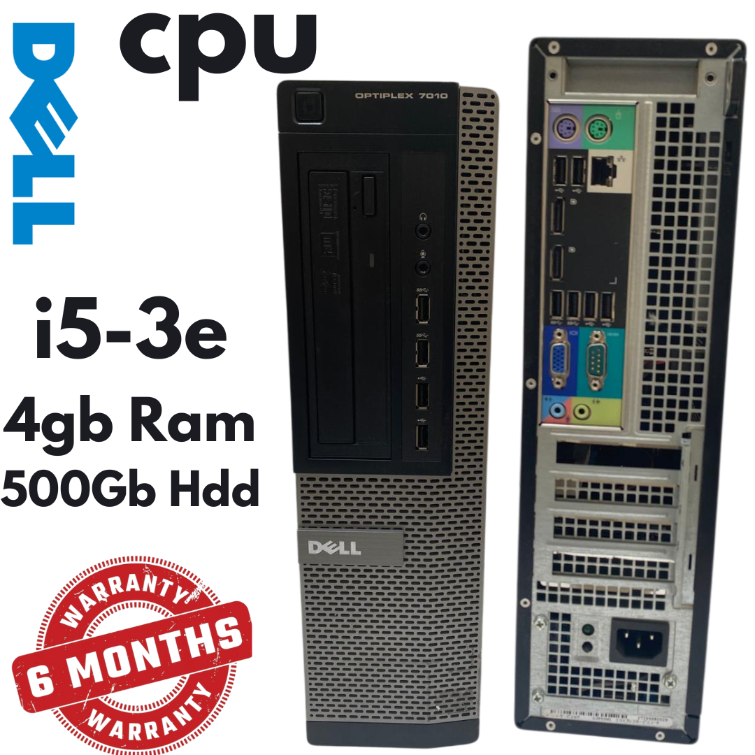 Dell Tower CPU – Intel Core i5 3rd Gen, 4GB RAM, 500GB HDD, Windows 10
